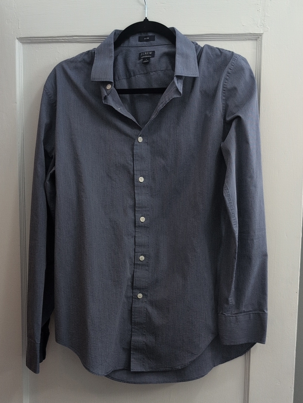 J. Crew Men's Button-Up Dress Shirt in Slate Blue Slim Large Performance
